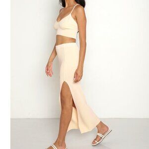 L*Space 2 Piece Set - Sundown Ribbed Crop Top & Midi Skirt Cream Rose XS/S $200